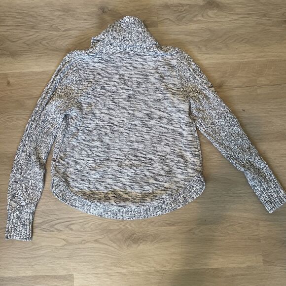 Cabincore Cozy Gap Women’s Cable Knit ChunkyTurtleneck Sweater Black White XS - Picture 5 of 6